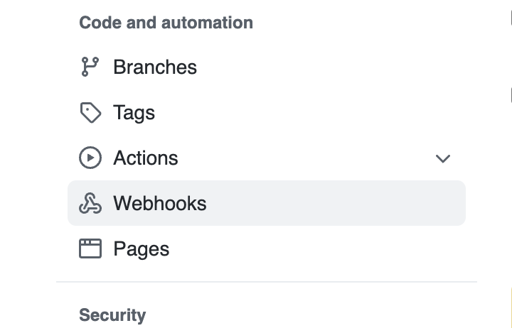 GitHub Webhooks Menu
